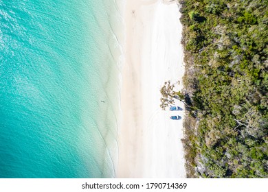 Pristine White Sand Beach On The Western Side Of Fraser Island, QLD, Australia