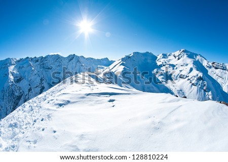 pristine winter mountaintop scenery