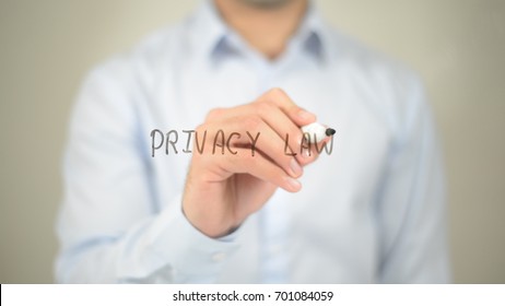 Privacy Law, Man Writing On Transparent Screen