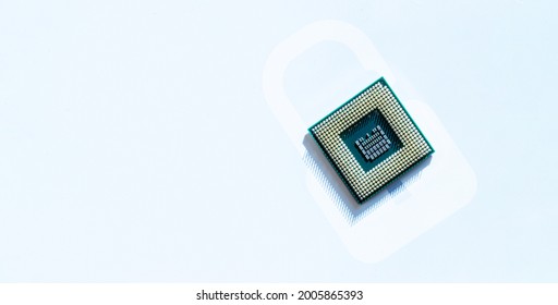 Privacy secure. Network digital security technology with computer processor chip on white background. Protect personal data and privacy from hacker cyberattack
