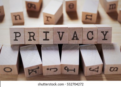 Privacy Word In Wooden Cube