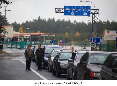 PRIVALKA, BELARUS - OCTOBER 15, 2013. checkpoint Privalka on the Belarusian-Lithuanian border.