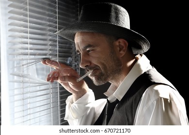 A Private Detective In His Office