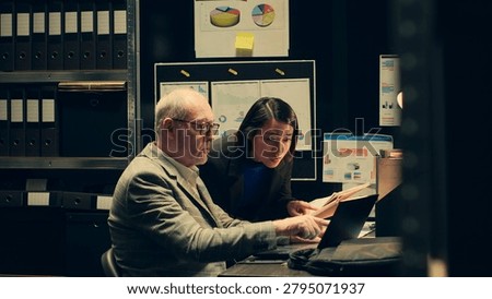Private detectives identifying patterns in criminal behavior by analyzing archived records.