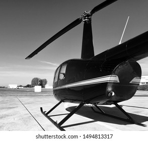 A Private Helicopter On An Airfield Ready For Lift Off