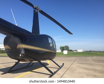 A Private Helicopter On An Airfield Ready For Lift Off