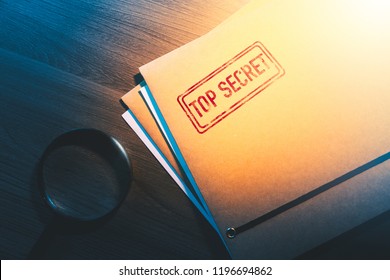 Private Investigator Desk With Top Secret Envelopes