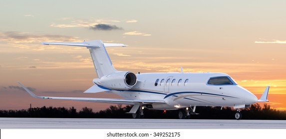 Private Jet At The Airport Ready For Take Off