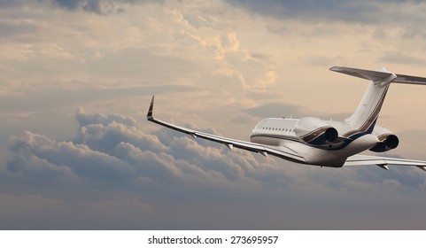 Private Jet In Flight 