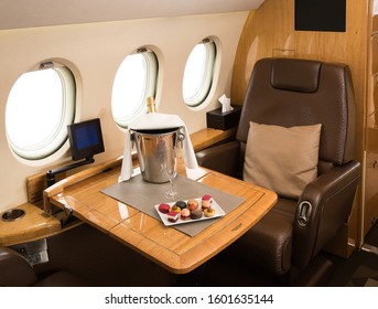 Private jet interior and snack - Powered by Shutterstock