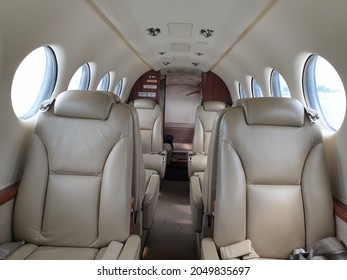 Private Jet Interior View, Super King Air B300 Series Aircraft.