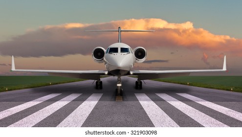 Private Jet On The Runway Ready For Take Off