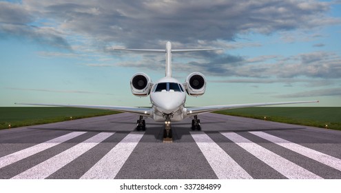 Private Jet On The Runway Ready For Take Off