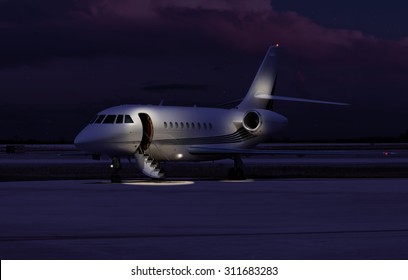 Private Jet Sitting At The Tarmac