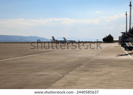 Private jets on apron in the airport.