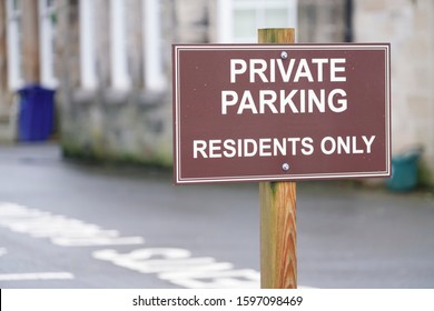 Private parking residents only sign at car park