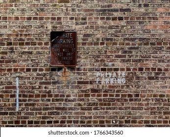 Private Parking Sign On Bricks Wall