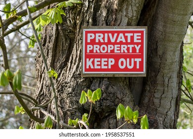 Private property, an inscription on a tree - Shutterstock ID 1958537551