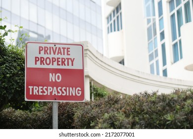 Private property no trespassing sign in singapore city 