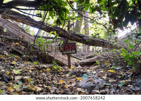 Private property signage in the forest of Tacoma, Washington.