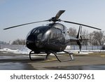 Private VIP executive helicopter parked at heliport