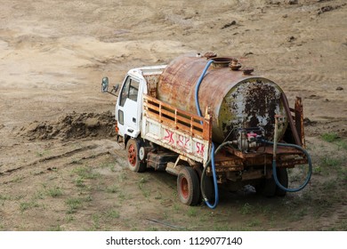 Private Water Tank Truck Car. Rust Tank . 