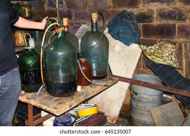 Private Wine Cellar And A Large Wine Bottle