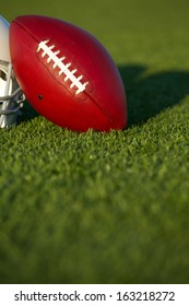 Pro American Football On The Field Close Up With Room For Copy