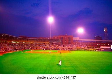 Pro Baseball Stadium At Dusk