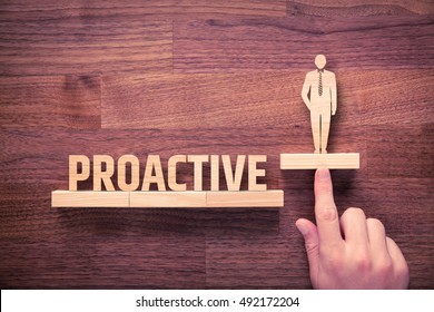 Proactive businessman concept. Coach helps manager to growth with proactivity application.