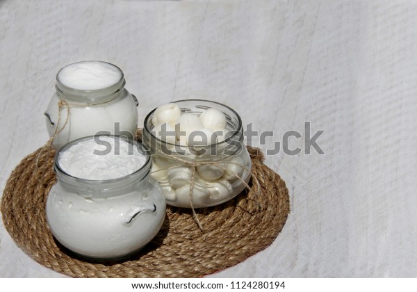 Probiotic Fermented Dairy Products Yogurt Cheese Stock Photo Edit