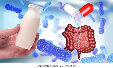 Probiotic vitamins. Tablets for intestines. Probiotics in hand. Beneficial microorganisms for health. Use of biologically active additives. Gut immunity. Probiotics for digestion. Gut microbiome. - Shutterstock ID 2278971619