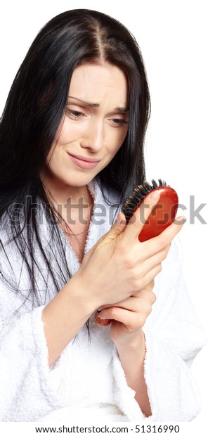 Problems Hair Woman Thick Hair Comb Stock Photo Edit Now 51316990