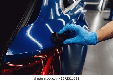 Process of applying a nano-ceramic coating on the car's. Protection the car body from scratches, chips and damage. 