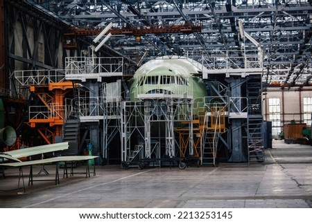 Process of assembling of aircraft in the factory