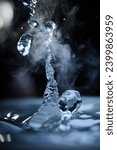 The process of boiling water, a stream of water shooting out of a humidifier or diffuser taken in close-up.