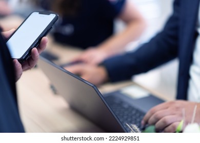 Process of checking in on a conference congress forum event. Scaning a QR codes from attendee upon arrival to check in - Powered by Shutterstock