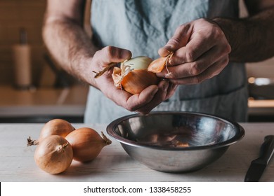 The process of cleaning the onion peel layer by layer - tears from slicing onions