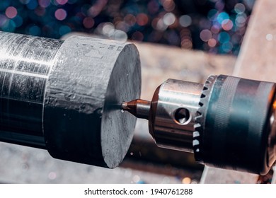 Process CNC lathe machine cutting metal. Modern industrial iron automotive technology.