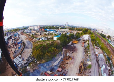 Process of constructing overpass in big city