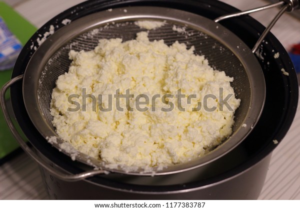 Process Cooking Homemade Cottage Cheese Cottage Stock Photo Edit