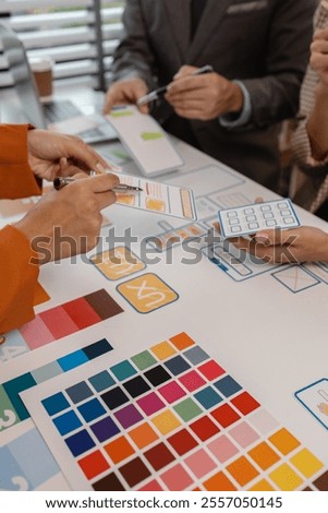 Process of creating an interface for a mobile app, user interface and experience concept, ux, ui, ux developer and ui designer, creative digital development agency