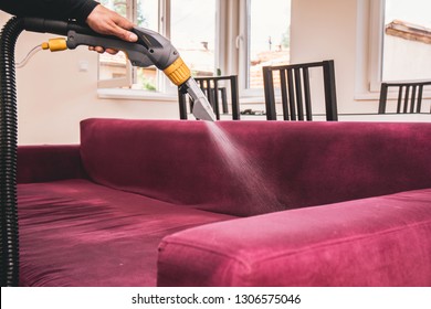 Process of deep furniture cleaning.