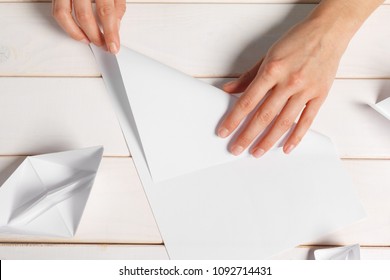 Process Of Handcrafting Origami Paper Boat