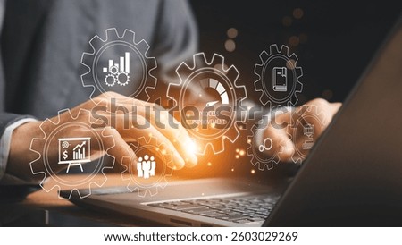  Process improvement concept, Continuous improvement,  Improve the efficiency and effectiveness of company and industry operations Businessman solving problems improving organizational processes.