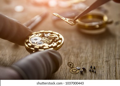 Process of installing a part on a mechanical watch, watch repair