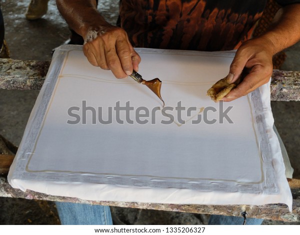Process Making Batik Batik Technique Waxresist Stock Photo 1335206327 ...