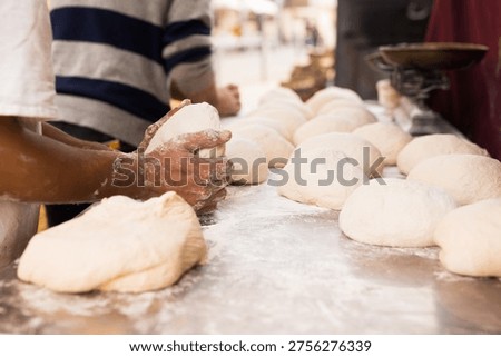 process of making bread. dough kneading