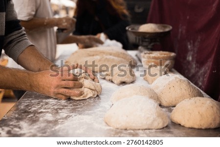 process of making bread. dough kneading