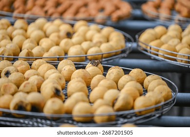 Process Of Making Dried Persimmon Biscuit With Blue Sky During Windy Autumn, Hsinpu, Hsinchu, Taiwan.